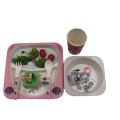 Eco friendly 5pc bamboo fiber tableware for kids korean kids tableware